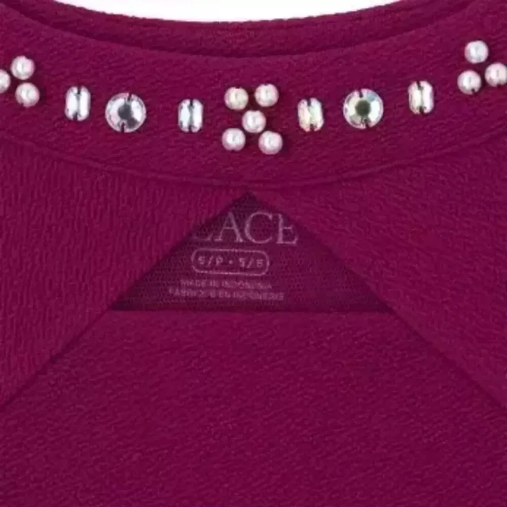 NEW The Childrens Place Jeweled Stretch Jacquard Keyhole Pearl Embellished Dress